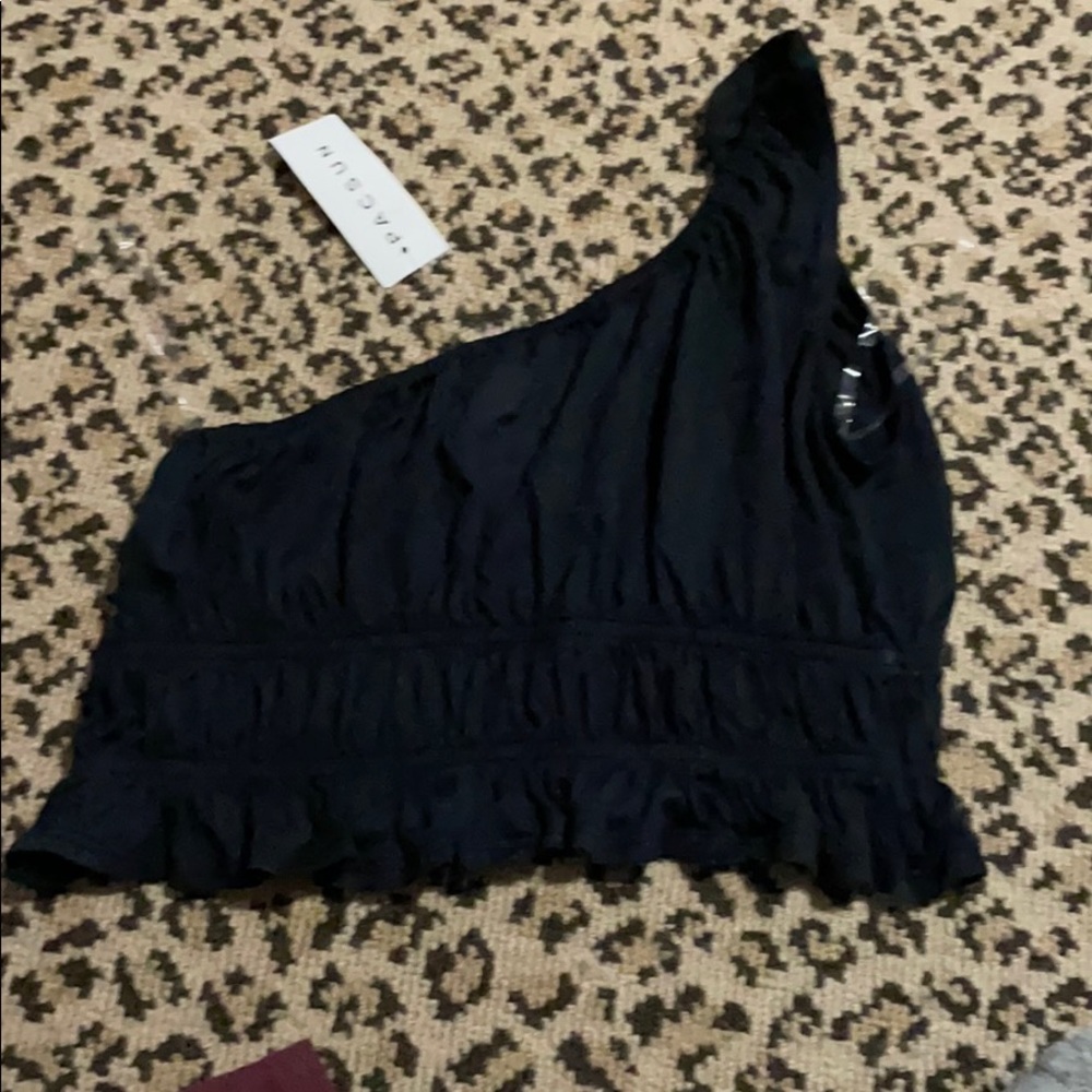 Pacsun cropped ruffle one shoulder top